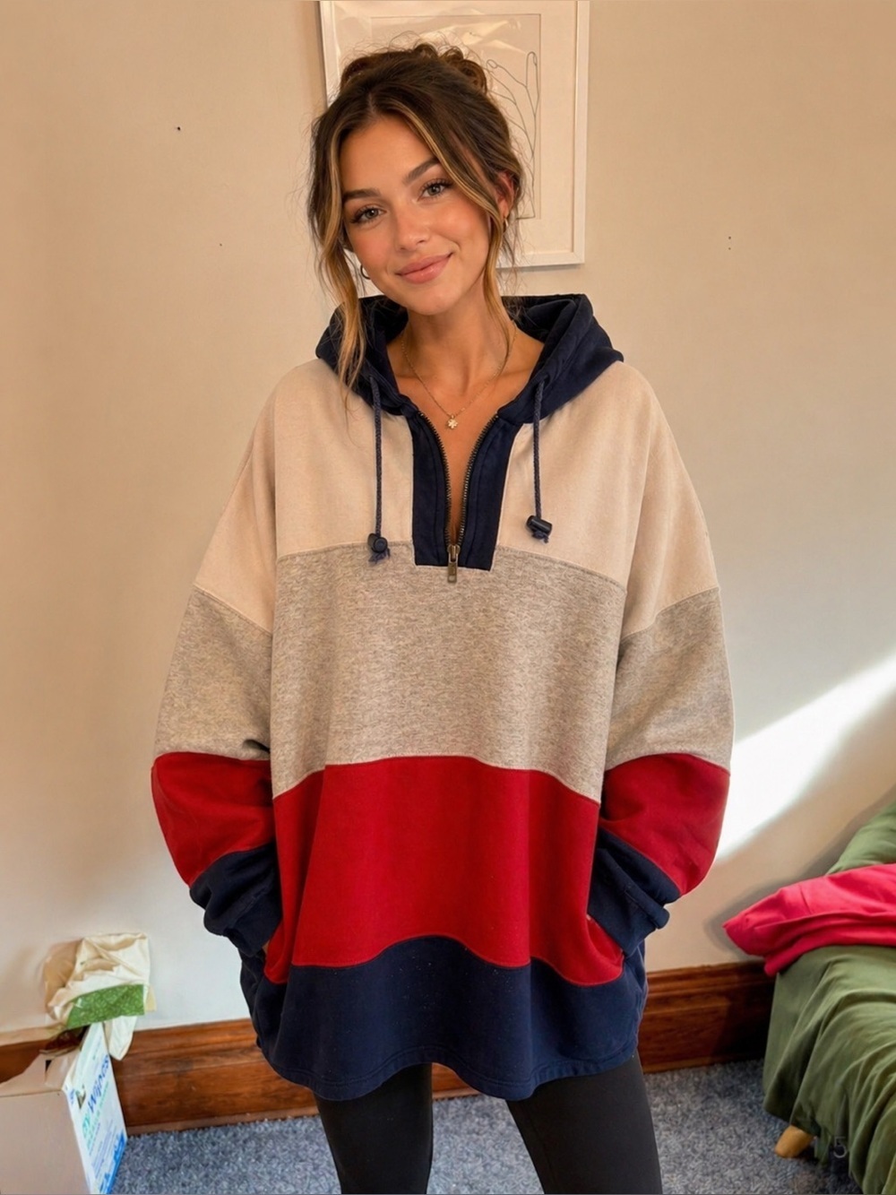 Vintage Retro Energy Zone Navy Pullover